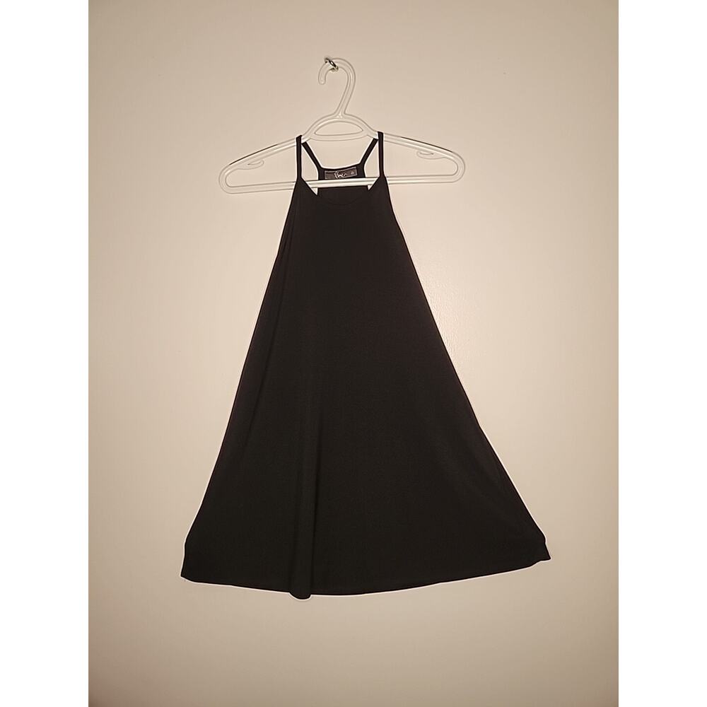 WOMENS Piner Black Dress Spaghetti Straps Extra Short Night Club Dress